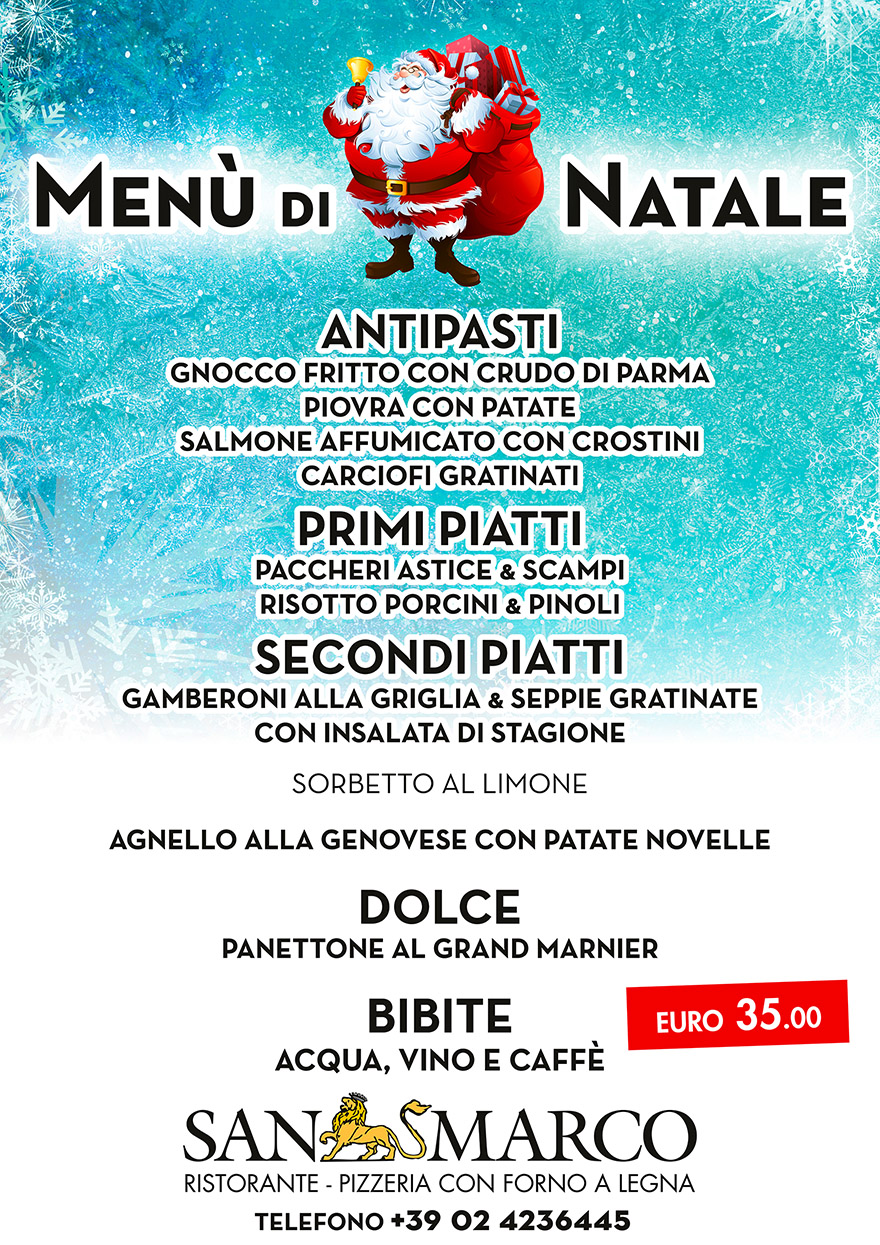 Menu Di Natale A 35 Euro.Ristorante San Marco